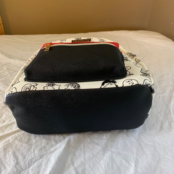 Peanuts Snoopy & Friends Mini Backpack NWT | Red Black White Cartoon Print Bag - Picture 2 of 10